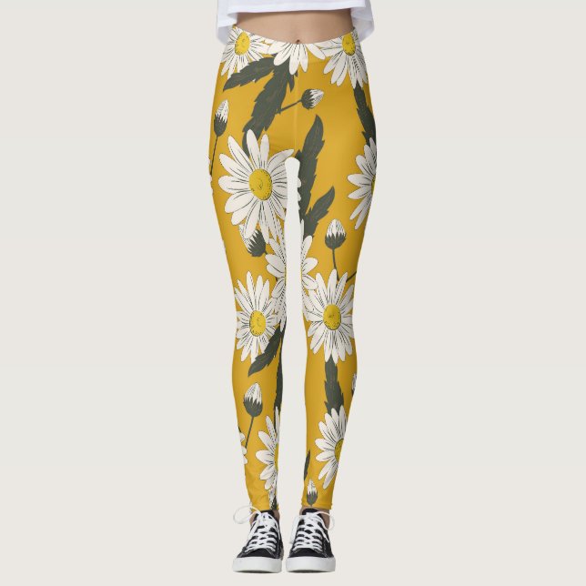 Floral scarf design, vintage background. leggings (Front)