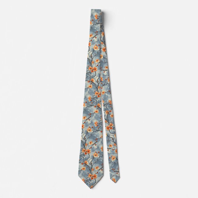 Floral Scene in Blue Neck Tie (Front)