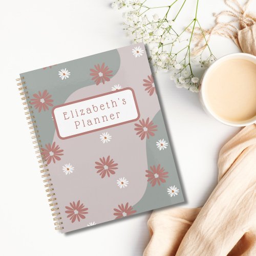 Floral School Planner With Name