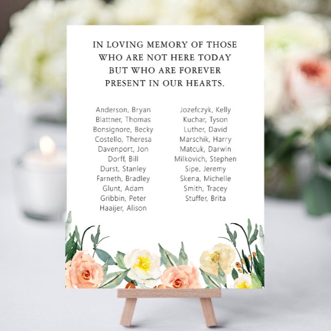 Floral School Reunion Memorial With Names Foam Board (Creator Uploaded)