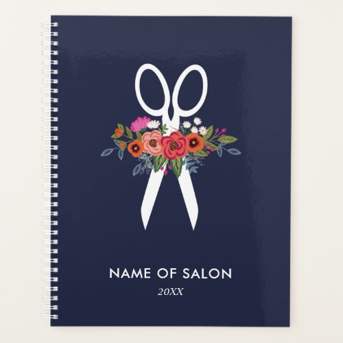 Floral Scissors Hair Stylist Salon Appointment Planner