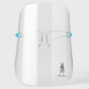 Floral Scissors Logo Hairstylist Hair Salon Face Shield