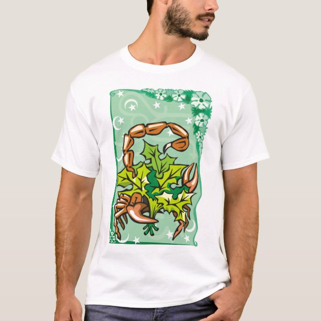 Floral Scorpio Scorpion in holly T-Shirt (Front)