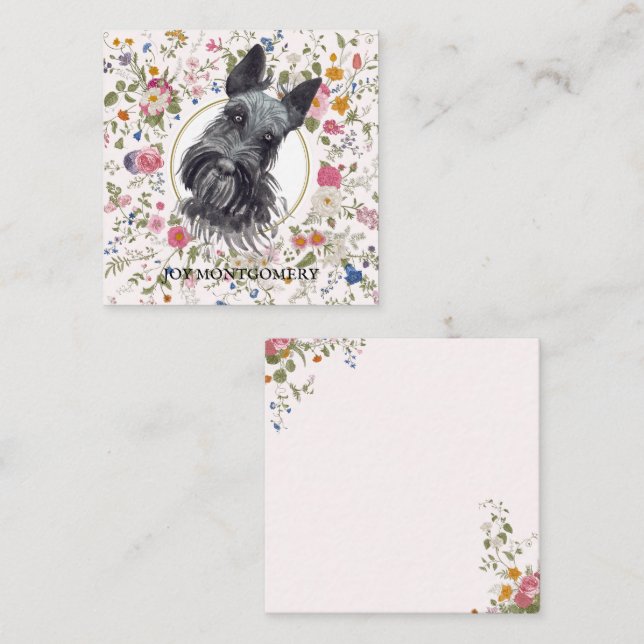 Floral Scottish Terrier Dog Mom Notecard (Front/Back)