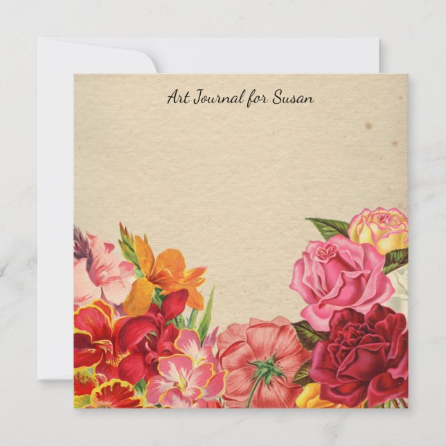 Floral Scrapbook Art Journal Valentine's Day Paper Holiday Card (Front)