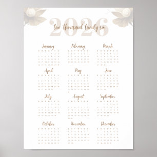 Floral Script 2026 One-Page Calendar Elegant Poster