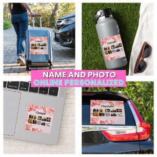 Floral Script Best Mom Ever Mother's Photo Collage Sticker