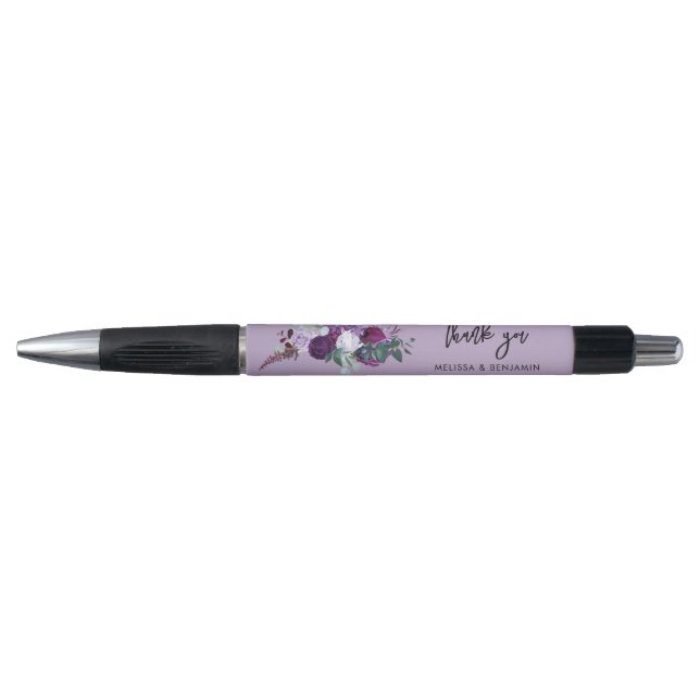 Floral Script Botanical Wedding Favors Pen (Front)