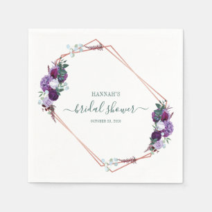 Floral Script Bridal Shower Paper Napkins