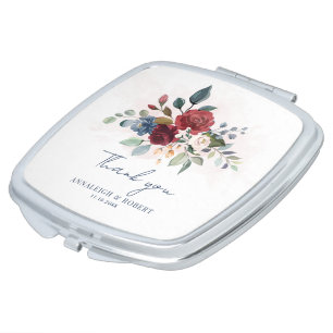 Floral Script Bridesmaid Wedding Favor Personalize Compact Mirror