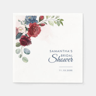 Floral Script Custom Bridal Shower Paper Napkins