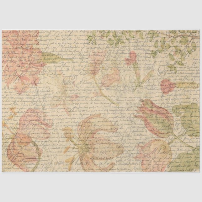 Floral & Script Decoupage Paper (Front)