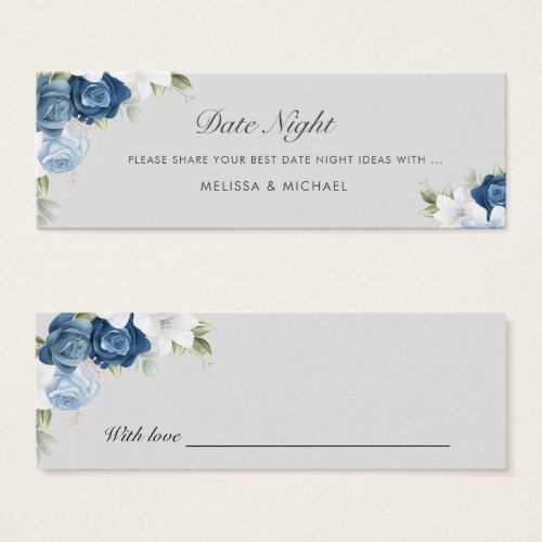 Floral Script Dusty Blue Date Night Jar Card