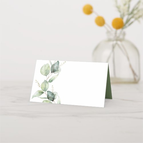 Floral Script Eucalyptus Greenery Wedding Place Card