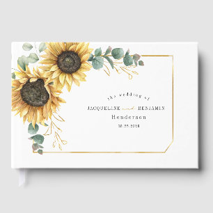 Floral Script Eucalyptus Sunflower Wedding Guest Book