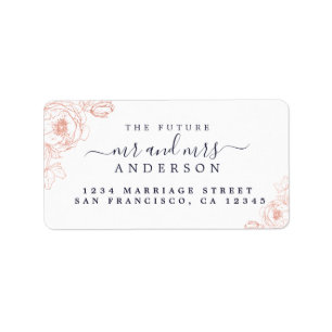 Floral Script Future Mr Mrs Wedding Return Address Label