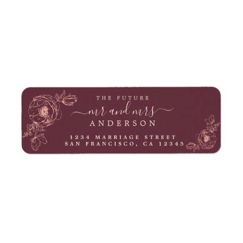 Floral Script Future Mr Mrs Wedding Return Address Label