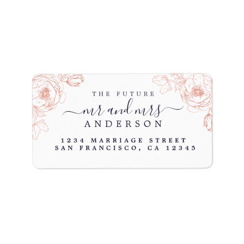 Floral Script Future Mr Mrs Wedding Return Address Label