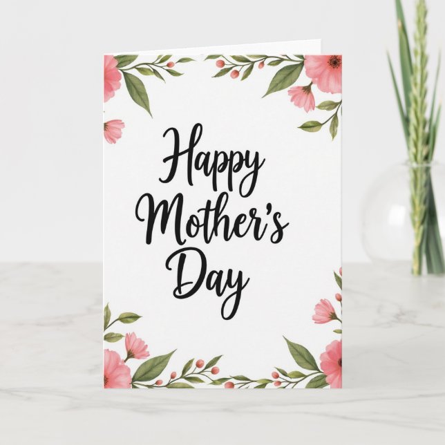 Floral Script Greeting Card (Front)