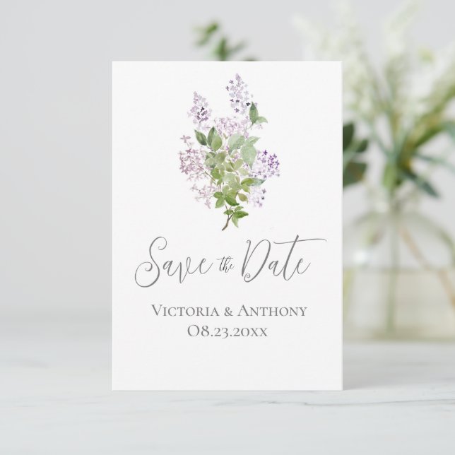Floral Script Modern Wedding Save the Date (Standing Front)