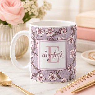 Floral Script Monogram Mug – Personalized Gift Cup
