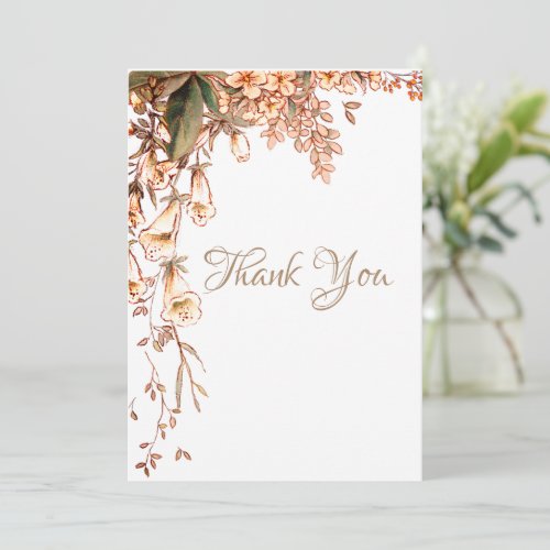 Floral Script Personalized Romantic Wedding Thank You Card