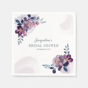 Floral Script Rustic Bridal Shower Paper Napkins