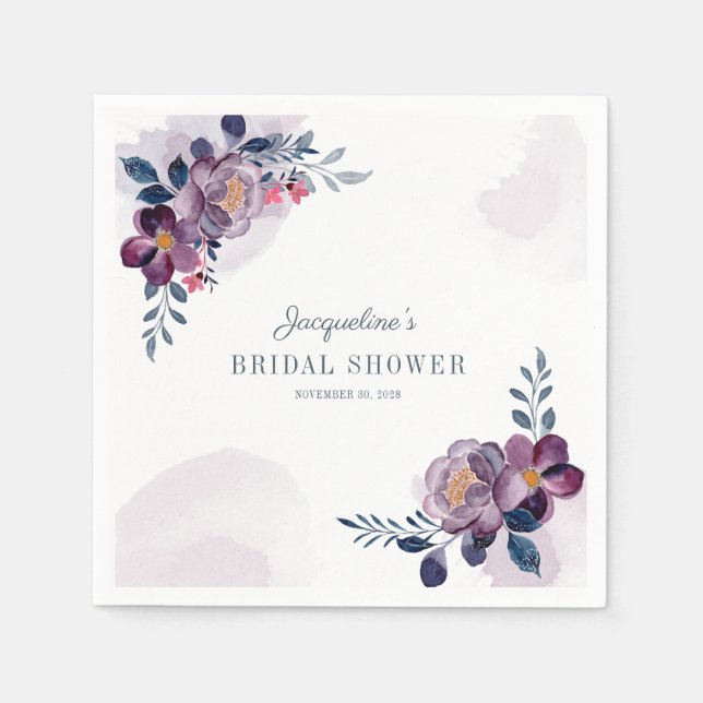 Floral Script Rustic Bridal Shower Paper Napkins (Front)