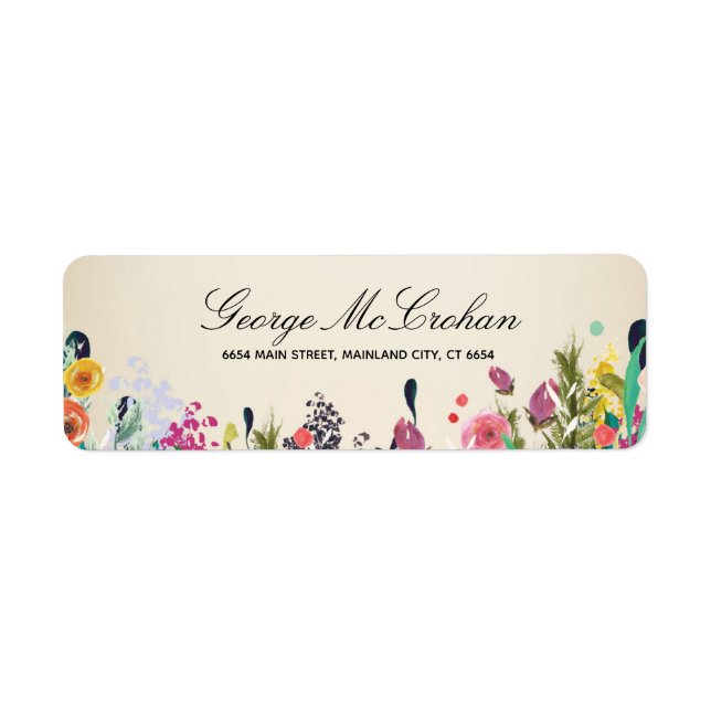 Floral Script Typography Return Address Label (Front)