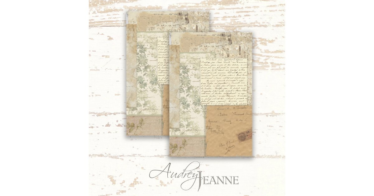 Empherma Script Paper Floral Script Vintage Antique Ephemera Decoupage Tissue Paper | Zazzle