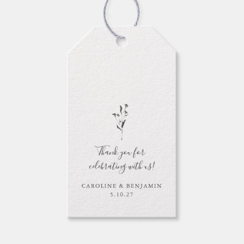 Floral Script White Boho Wedding Custom Thank You Gift Tags