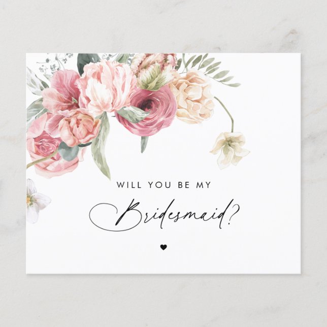 Floral Script Will You Be My Bridesmaid  (Front)