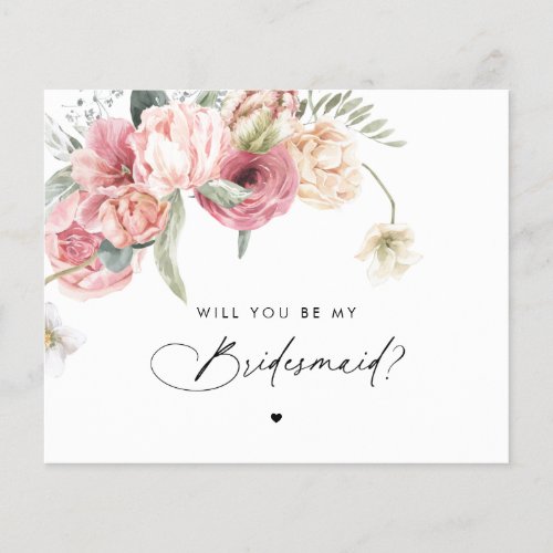Floral Script Will You Be My Bridesmaid 