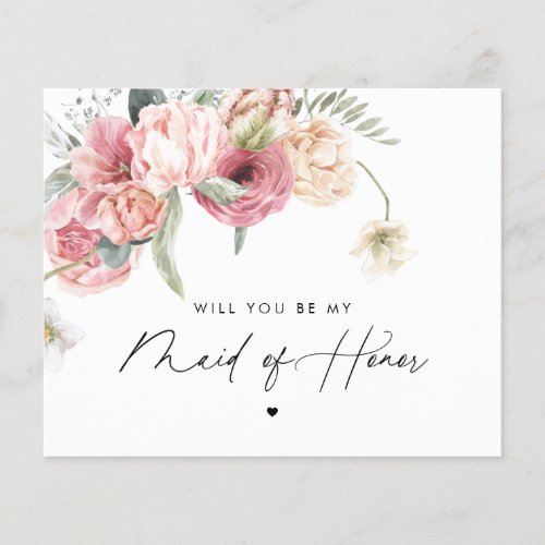 Floral Script Will You Be My Maid of Honor