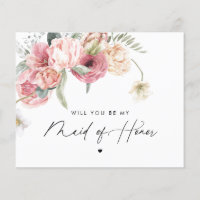 Floral Script Will You Be My Maid of Honor