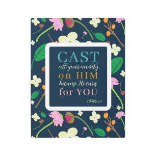 Floral Scripture 1 Peter 5:7 Metal Print