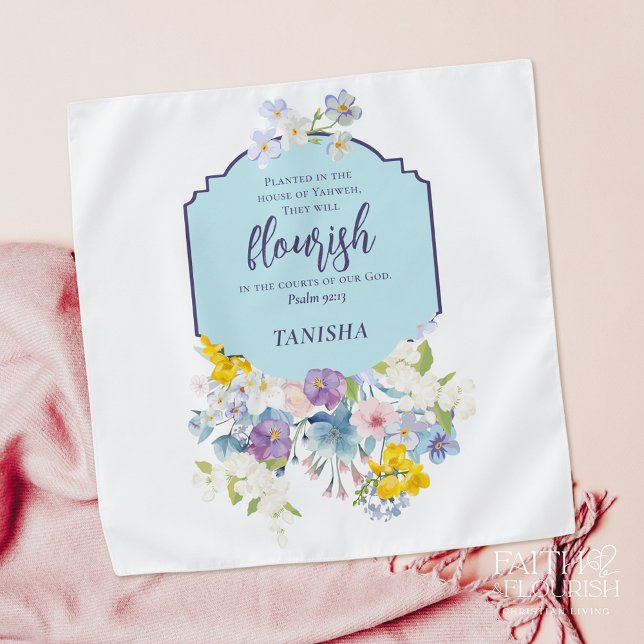 Floral Scripture Pastel Personalized Handkerchief Bandana (Creator Uploaded)