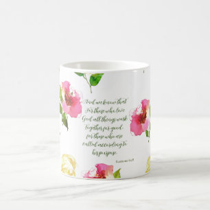 Floral Scripture Romans 8:28 Coffee Mug