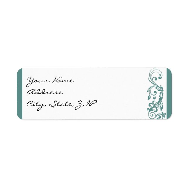 Floral Scroll Name Sake in Teal Label (Front)