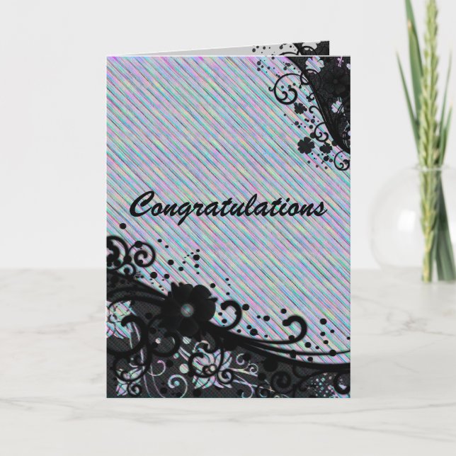 Floral Scroll & Texture Congratulations Card (Front)