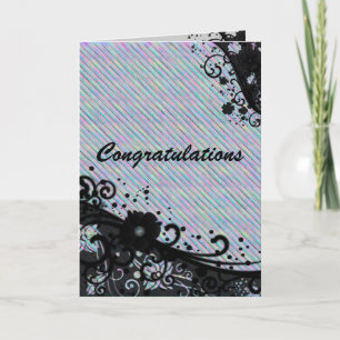 Floral Scroll & Texture Congratulations Card