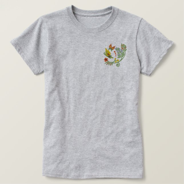 Floral Scrolls Embroidered Shirt (Design Front)