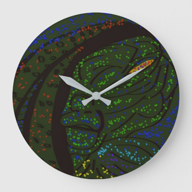 Floral Sea Monster  Large Clock (Front)