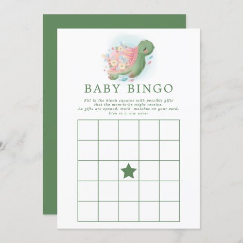 Floral Sea Turtle Baby Shower Bingo Game Invitation