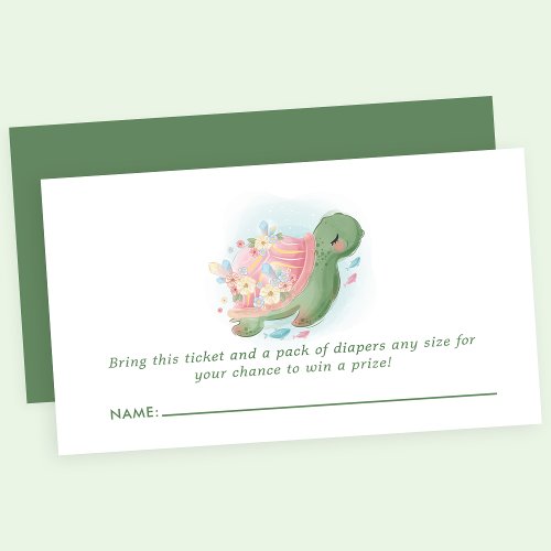 Floral Sea Turtle Baby Shower Diaper Raffle Enclosure Card