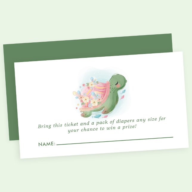 Floral Sea Turtle Baby Shower Diaper Raffle Enclosure Card (Creator Uploaded)