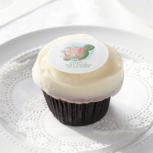 Floral Sea Turtle Baby Shower Edible Frosting Rounds