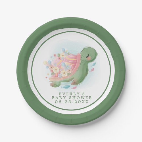 Baby Shower Tableware 8 Floral Sea Turtle Baby Shower Paper Plates