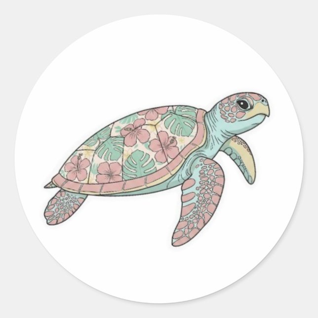 ​Floral Sea Turtle Bali Art Sticker (Front)