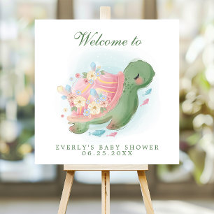 Floral Sea Turtle Cute Baby Shower Welcome Foam Bo Board